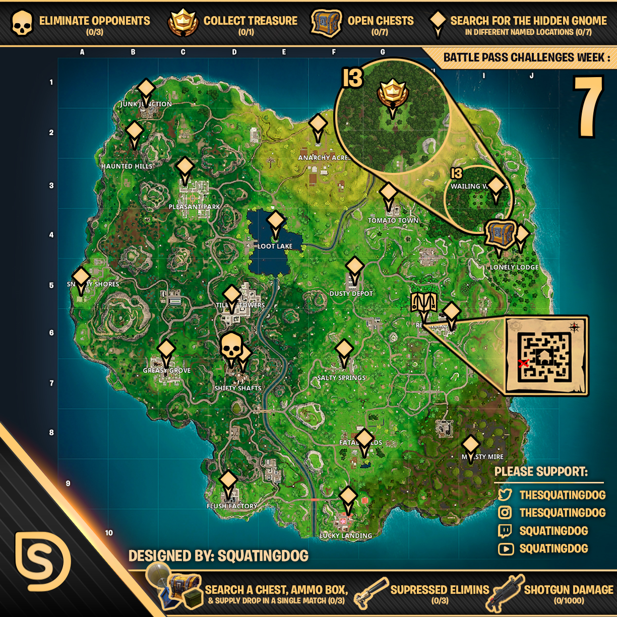 Fortnite - Encontrar Gnomos Escondidos em diferentes Localizações