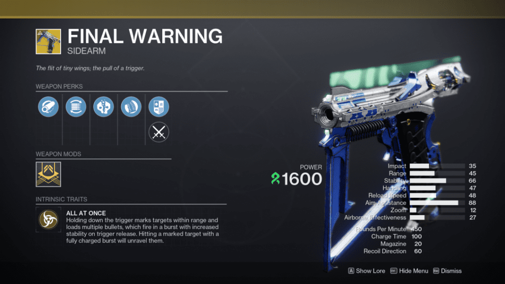 final warning exotic destiny 2