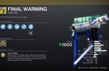 Como ganhar a exótica Final Warning no Destiny 2 Lightfall